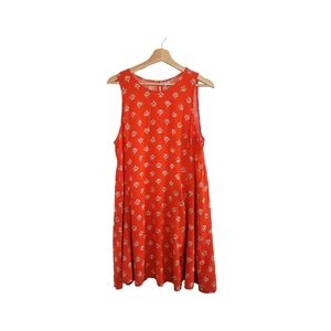 OLD NAVY Red Floral Sleeveless Halter Swing Dress Size L